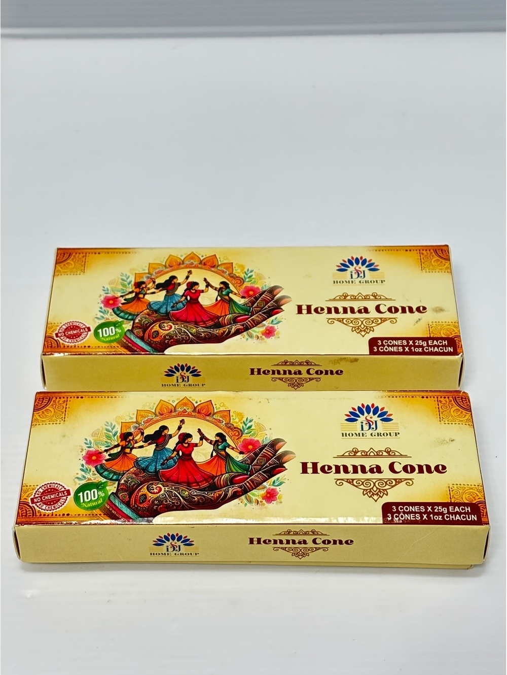 Natural Henna Cones 3 Pack 25g Body Art Tattoo *As is -Messy Dried Inside Box